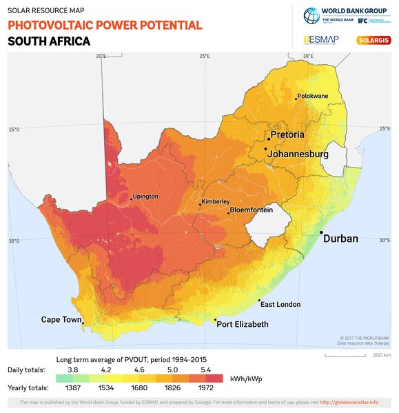 Photovoltaic Electricity Potential, South Africa